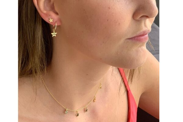 star charm hoop earrings gold sterling silver
