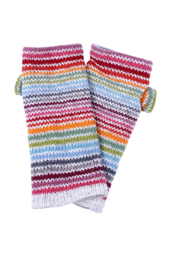 Pachamama rainbow handwarmers fingerless gloves Wildwood Cornwall Bude