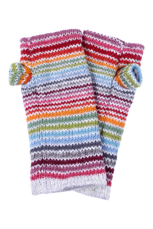 Pachamama rainbow striped handwarmers wool