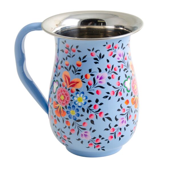 Ketaki large floral enamel blue jug