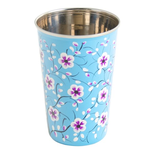 blue stainless steel boho tumbler