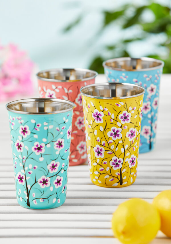boho floral enamel cups beakers ethical fair trade wildwood cornwall