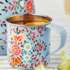 enamel mug blue orange