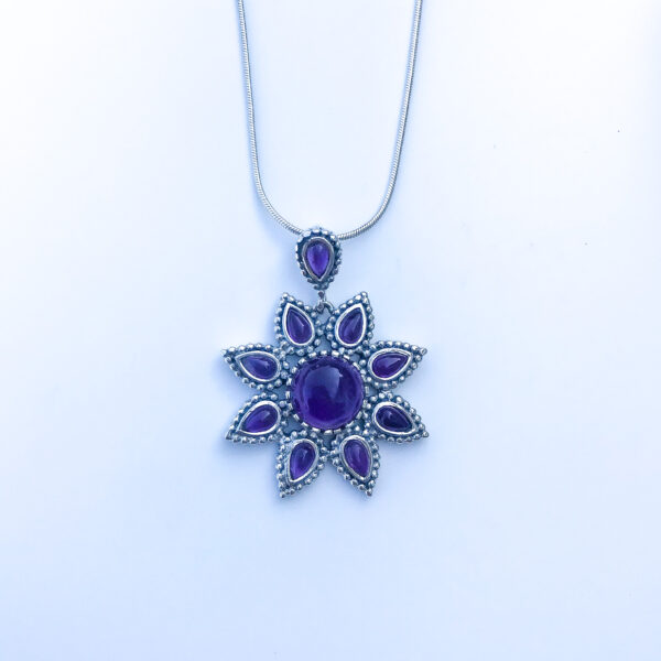 Amethyst flower pendant necklace Wildwood Cornwall Bude