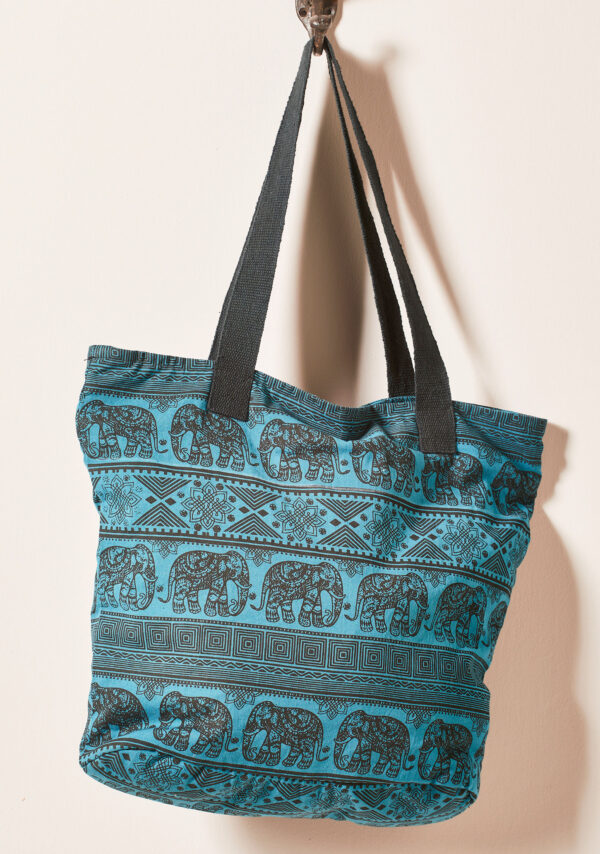 Blue shoulder shopper bag wildwood cornwall fair trade