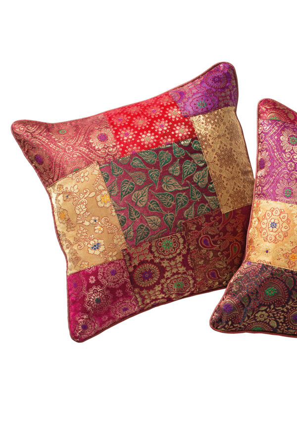 Ethical Indian patchwork sari cushion Wildwood cornwall bude