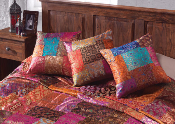 ethical patchwork brocade cushion cover