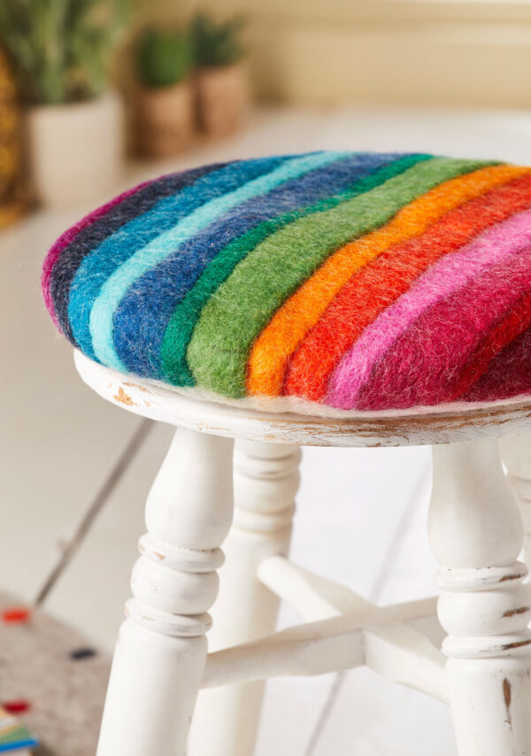 rainbow felt seat pad cushion fair trade wildwood cornwall Bude