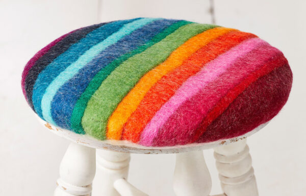 rainbow striped felt seat pad Wildwood cornwall bude