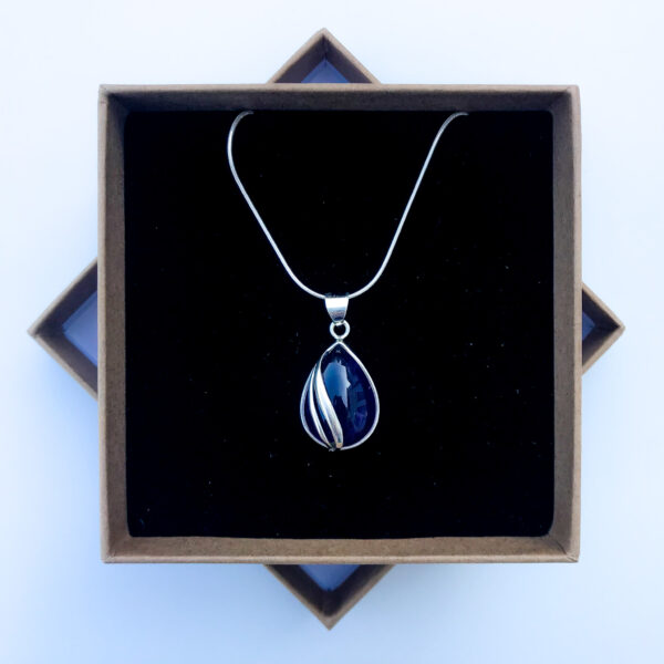 teardrop double wave sterling silver amethyst pendant necklace