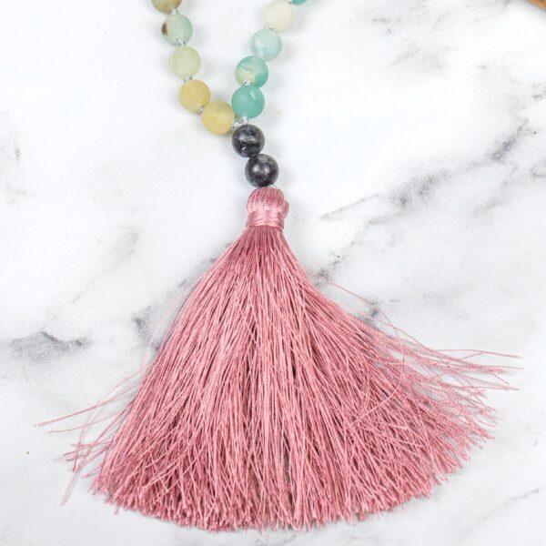 labradorite amazonite 108 bead meditation necklace Wildwood pink