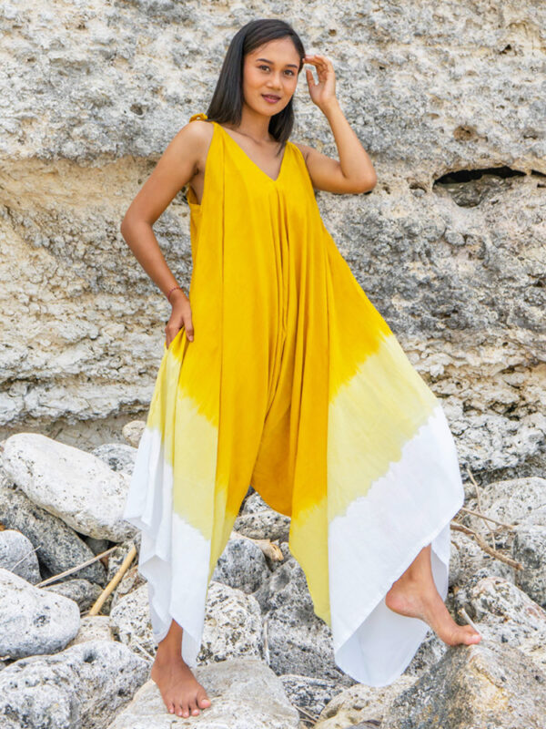 yellow bright ombre jumpsuit summer wildwood cornwall bude