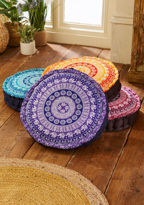 ethical mandala floor cushion pouffe wildwood cornwall bude