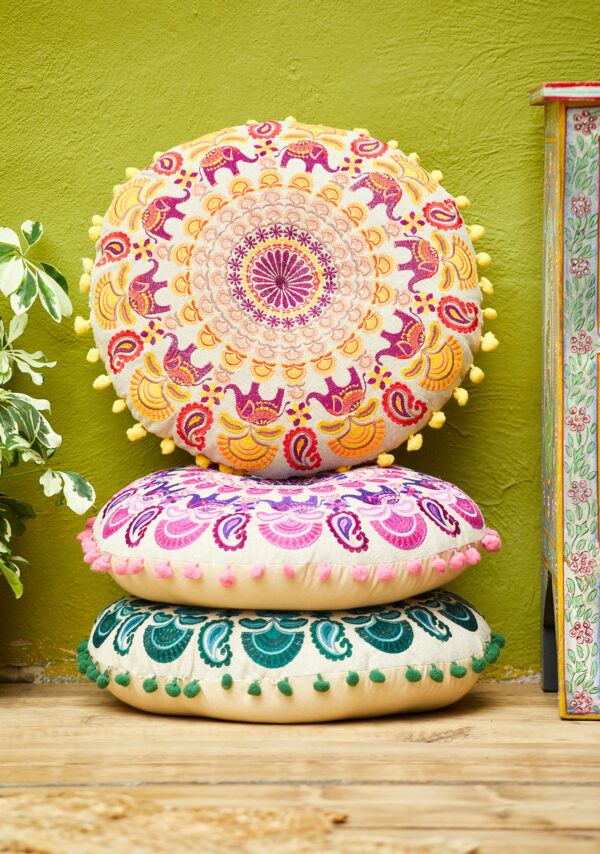 mandala round cushions fair trade wildwood cornwall