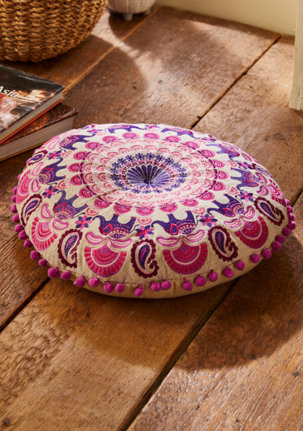purple mandala round cushion wildwood cornwall
