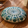 turquoise round mandala cushion wildwood cornwall