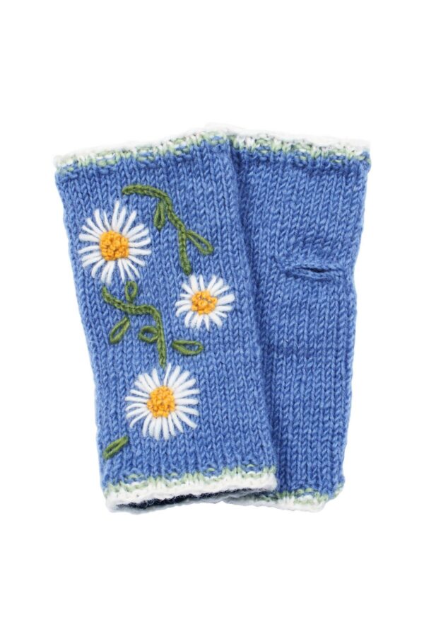 Blue daisy chain pachamama hand made handwarmers