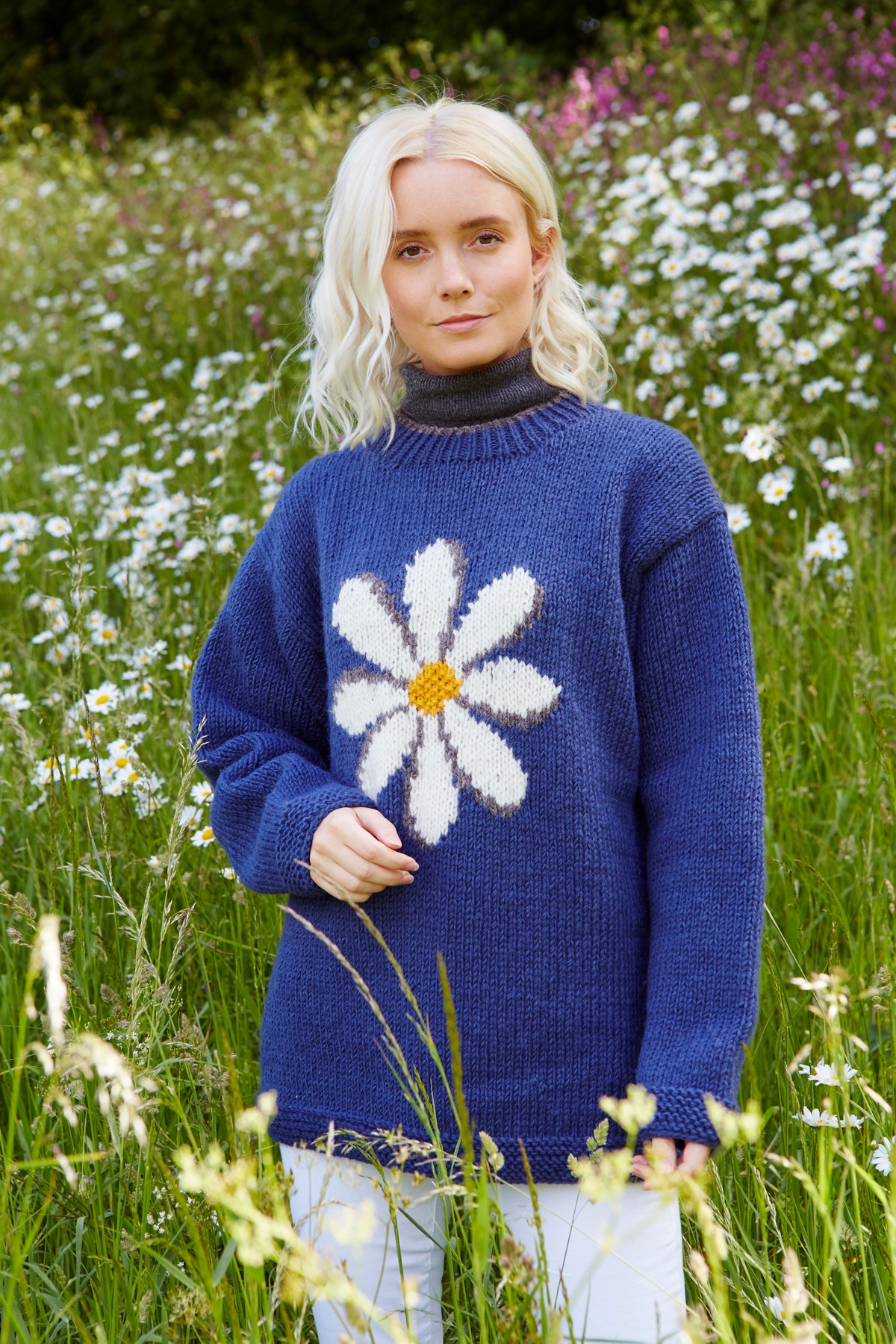 Pachamama® signature daisy wool knit sweater Wildwood Bude Cornwall