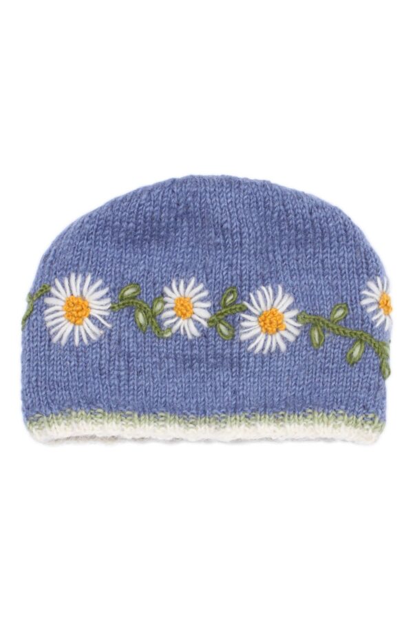 daisy chain wool beanie hat ethical wildwood cornwall