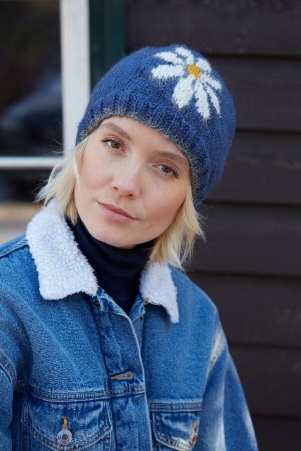 denim blue pachamama wool beanie hat ethical