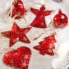 Red christmas decorations fair trade christmas tree Wildwood cornwall