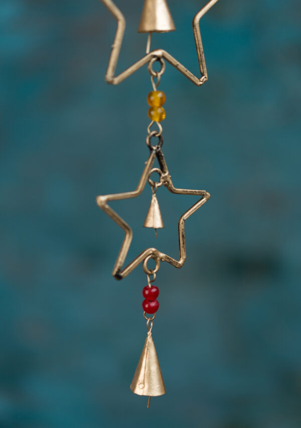 Star hanging with bells decoration fair trade wildwood cornwall