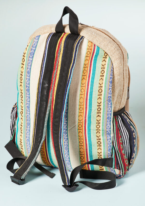 back of Fair trade Om backpack Wildwood Cornwall