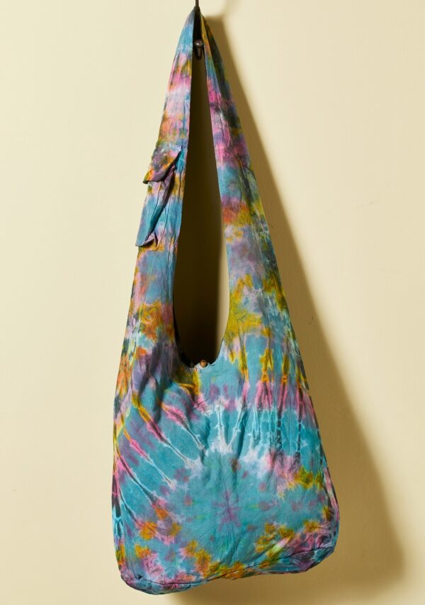 blue tie dye shoulder bag Wildwood cornwall fair trade