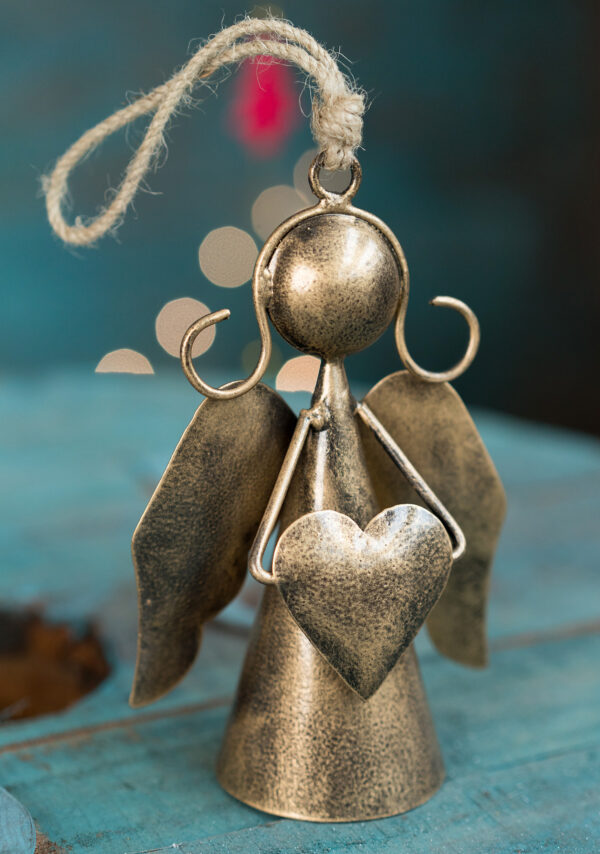 fair trade brass angel decoration heart wildwood cornwall