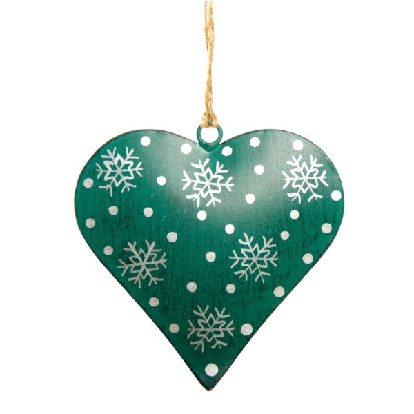 green fair trade christmas heart decoration wildwood cornwall