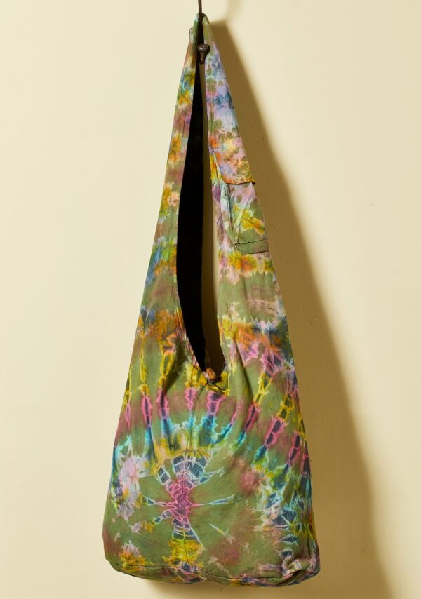 green tie dye shoulder bag Wildwood Cornwall fair trade