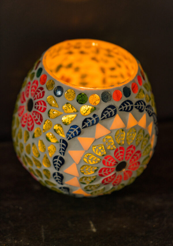 mosaic effect glass tealight holder fair trade