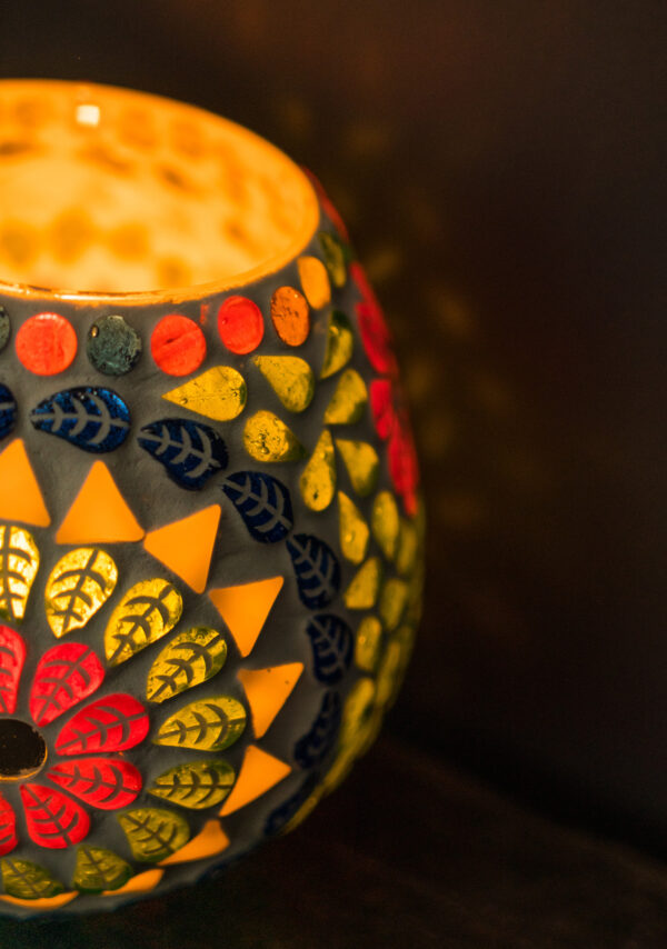multicolour tealight holder fair trade glass