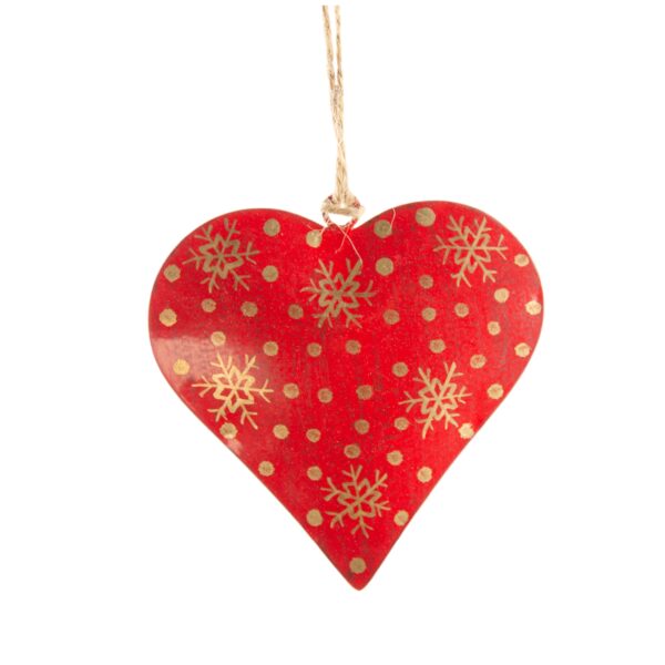red christmas heart tree decoration wildwood cornwall fair trade