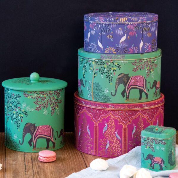 Sara miller Indian tiered cake tins boho purple pink luxury Wildwood Cornwall