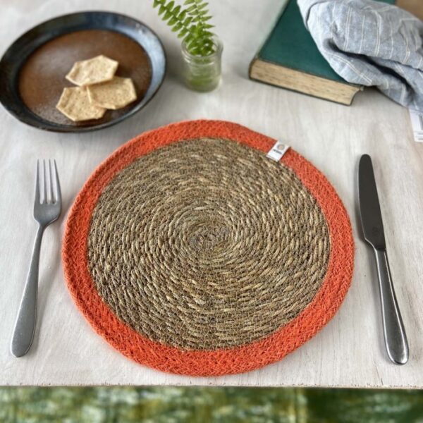 orange respiin jute tablemat Wildwood Cornwall