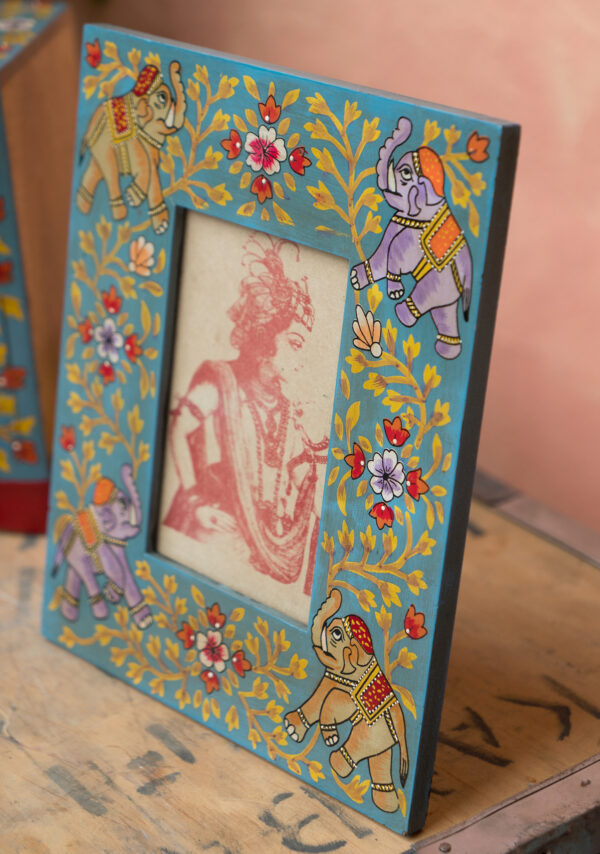 Turquoise elephant photo frame Wildwood Cornwall fair trade