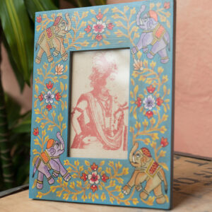 Turquoise fair trade Indian elephant photo frame wildwood Cornwall