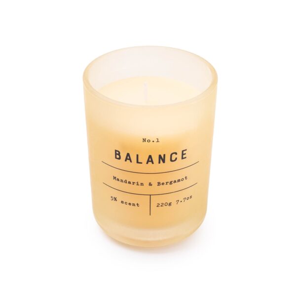 Balance yellow candle mandarin and bergamot Wildwood Cornwall