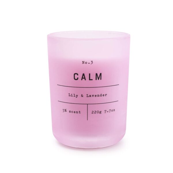 Calm lily and lavender glass candle Wildwood Cornwall