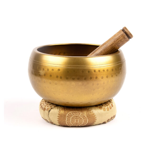 Medium bronze singing bowl with pillow and mallet