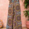 Grey wide leg mandala trousers fair trade Wildwood Cornwall