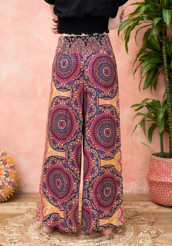 black red wide leg mandala fair trade trousers Wildwood