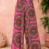 pink mandala fair trade wide leg trousers Wildwood Cornwall