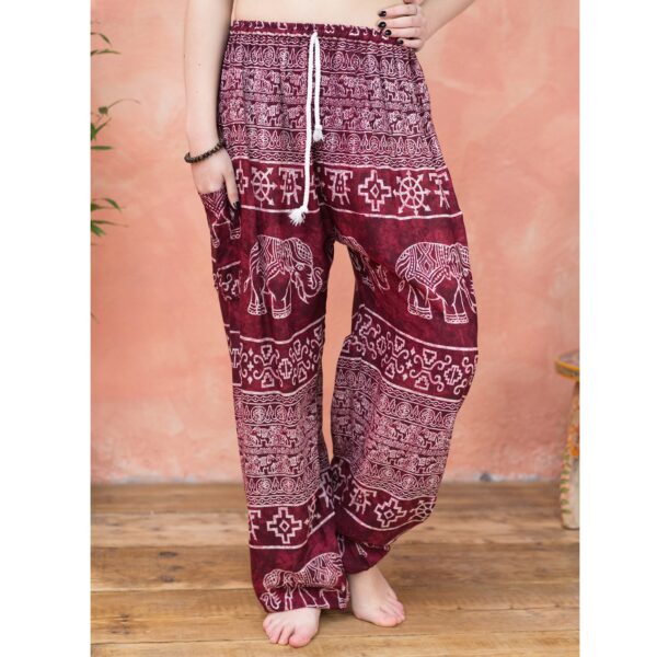 red elephant print trousers Wildwood Cornwall