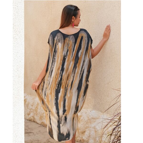 brown grey tie dye kaftan dress wildwood cornwall