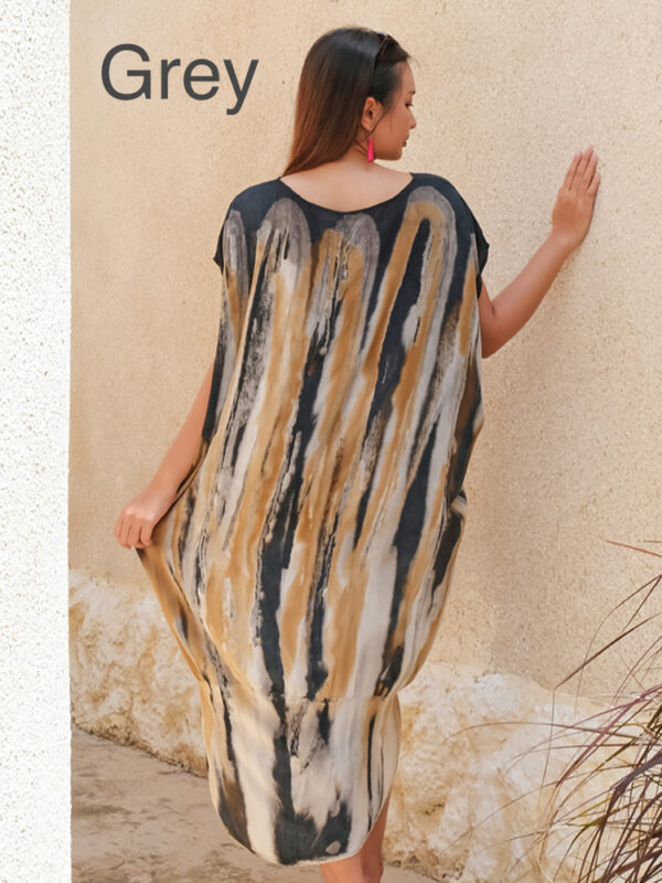 label Brown tie dye kaftan dress Wildwood Cornwall