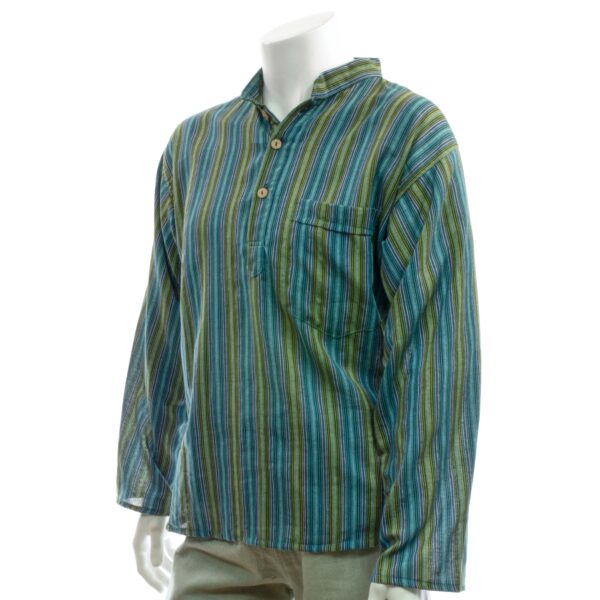 turquoise green blue grandad shirt Wildwood Cornwall