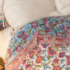 Red floral block print reversible quilt - Image 4