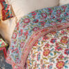 Fair trade reversible quilt traditional indian blockprint red floral